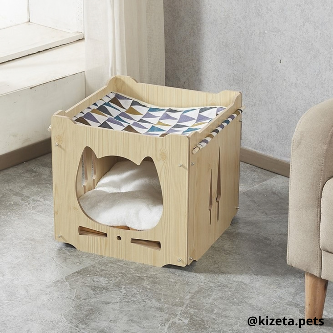 CUARTO + HAMACA ENTRADA GATITO PARA GATOS O CONEJOS (INCLUYE COJÍN)