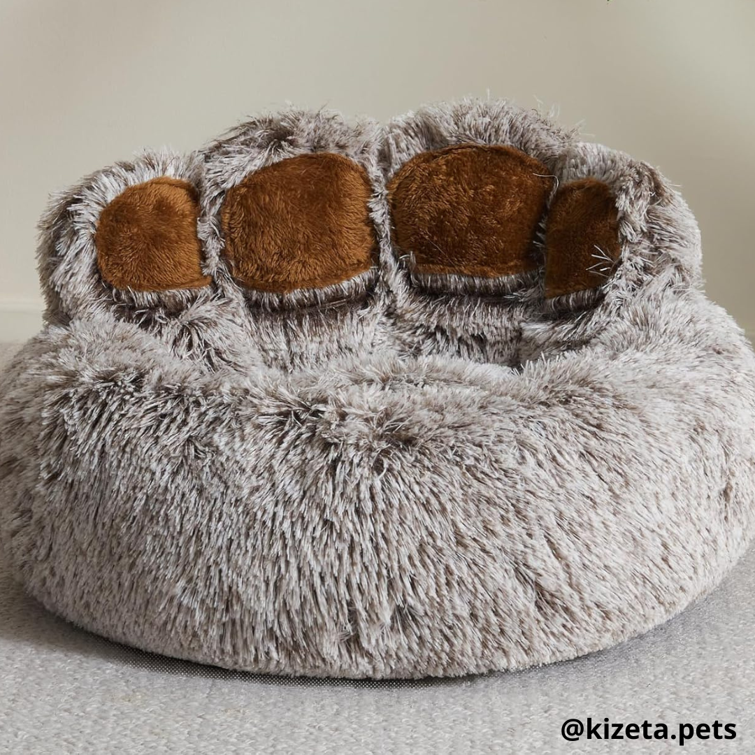 CAMA ANTIANSIEDAD/RELAJANTE EN FORMA DE PATA DE OSO PARA GATOS