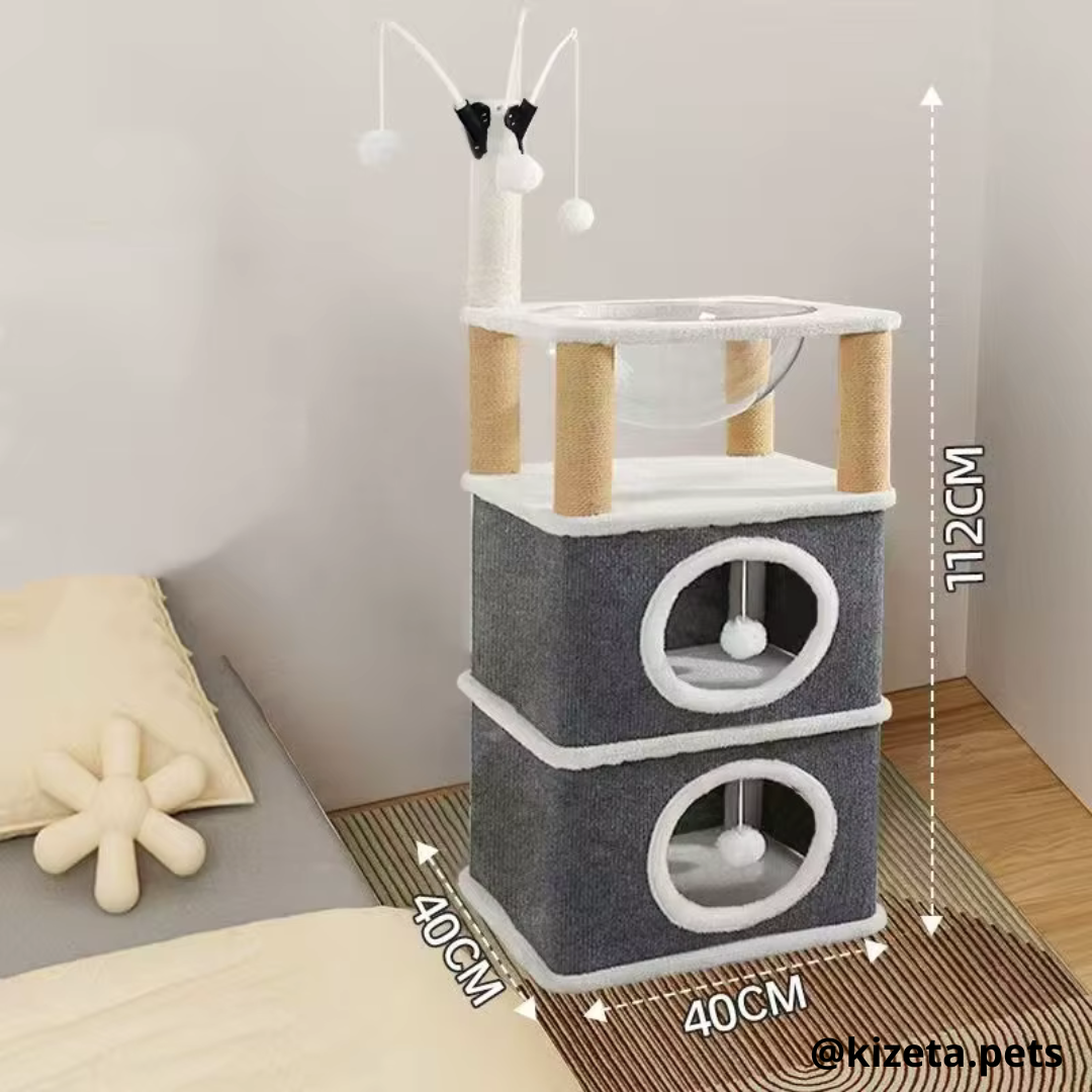 RASCADOR/CONDO PARA GATO CON DOS CAMAS (40X40X112CM)