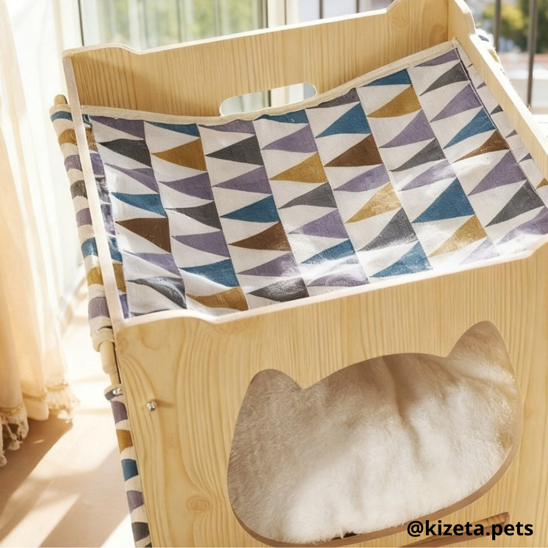 CUARTO + HAMACA ENTRADA GATITO PARA GATOS O CONEJOS (INCLUYE COJÍN)