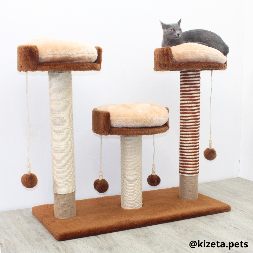 RASCADOR GYM PARA GATO MODELO MILÁN 3 CAMAS + 3 TORRES (90x45x82CM)