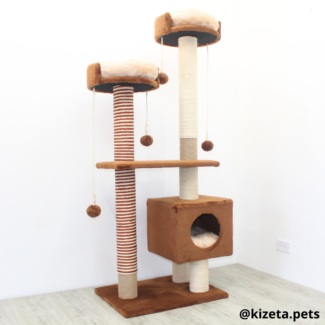 RASCADOR GYM PARA GATO MODELO MÓNACO EXTRAGRANDE 3 CAMAS + 6 TORRES (60x45x156CM)
