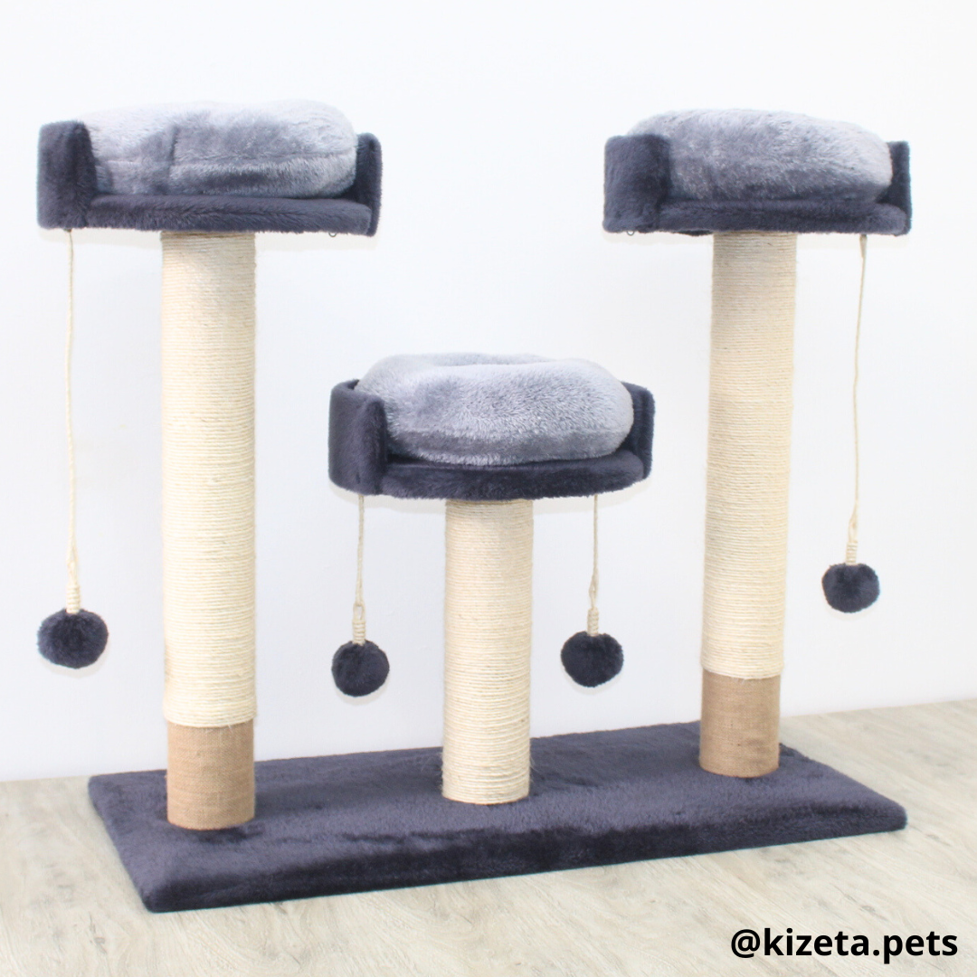 RASCADOR GYM PARA GATO MODELO MILÁN 3 CAMAS + 3 TORRES (90x45x82CM)