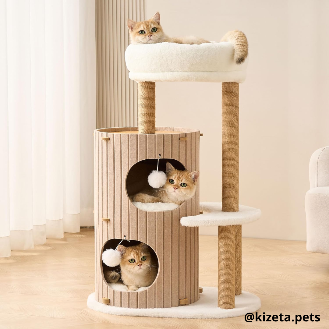 RASCADOR MÁS CONDOMINIO INTEGRADO DE DOS NIVELES CON 4 PILARES RASCADORES (61X42X93CM)