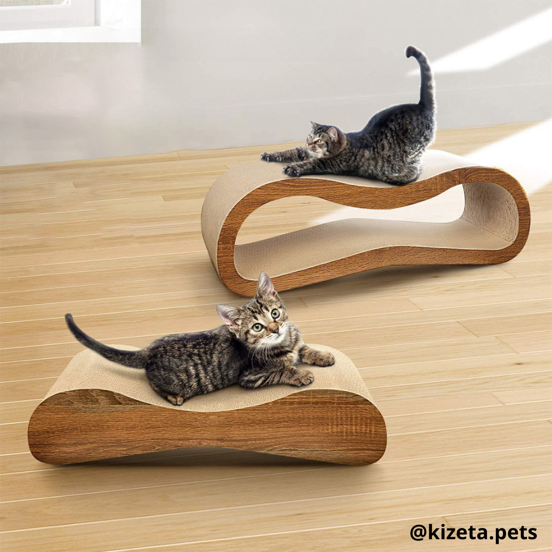 RASCADOR LOUNGE OVALADO PARA GATOS 2 EN 1 DE CARTÓN CORRUGADO (70X24X23CM)