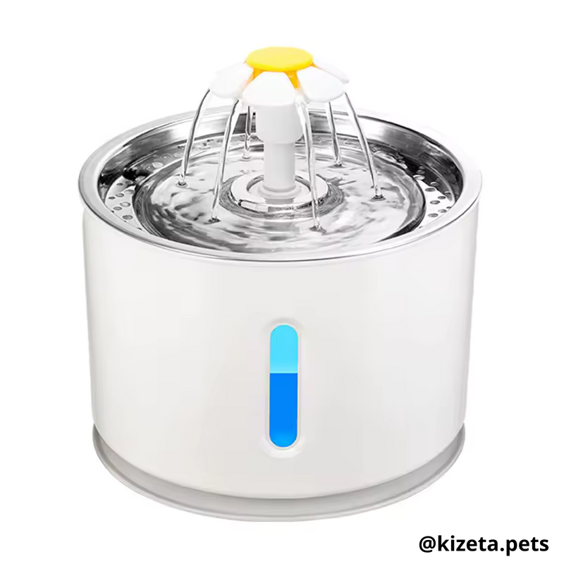 FUENTE DE AGUA DE 2,4L CON CUENCO DE ACERO INOXIDABLE PARA GATOS Y PERROS