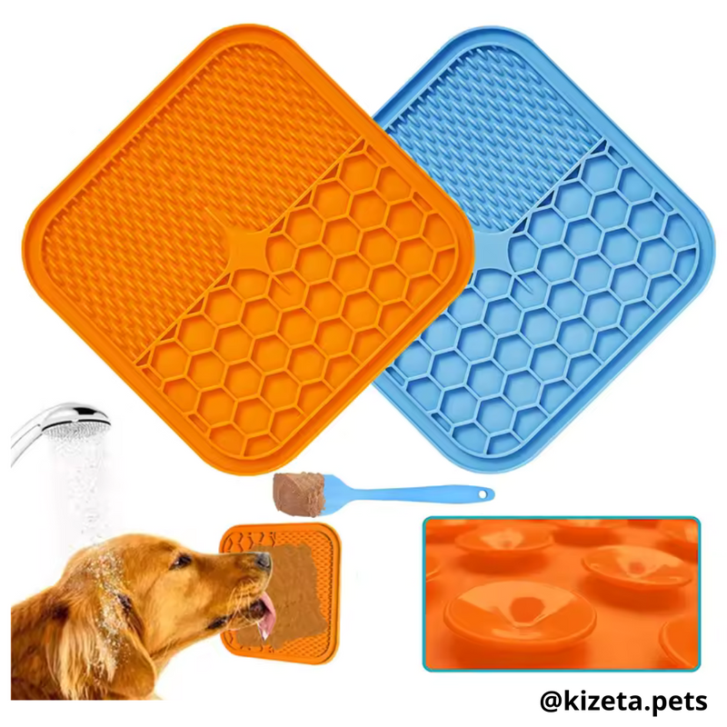 PLATO DE SILICONA M CON DOS TEXTURIZADOS PARA LAMER / LICK MAT / ALMOHADILLA JUGUETE INTERACTIVO MEDIANO PARA MASCOTAS