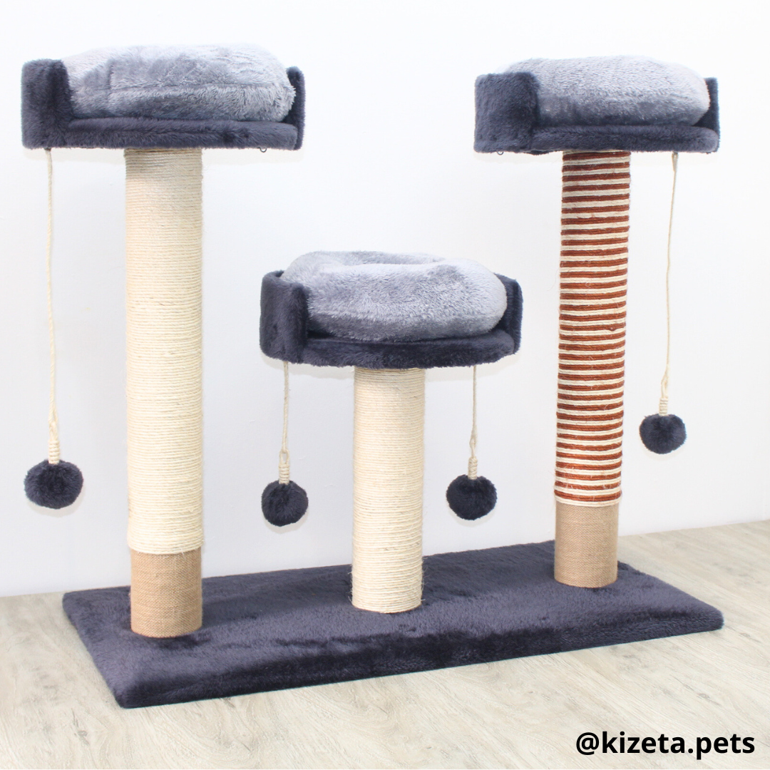 RASCADOR GYM PARA GATO MODELO MILÁN 3 CAMAS + 3 TORRES (90x45x82CM)