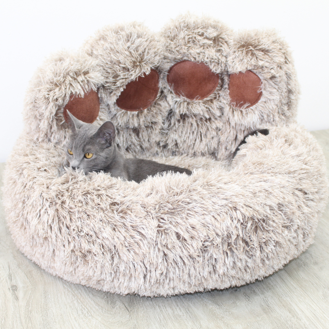 CAMA ANTIANSIEDAD EN FORMA HUELLA DE OSO PARA GATOS (S 70CM DE DIÁMETRO)