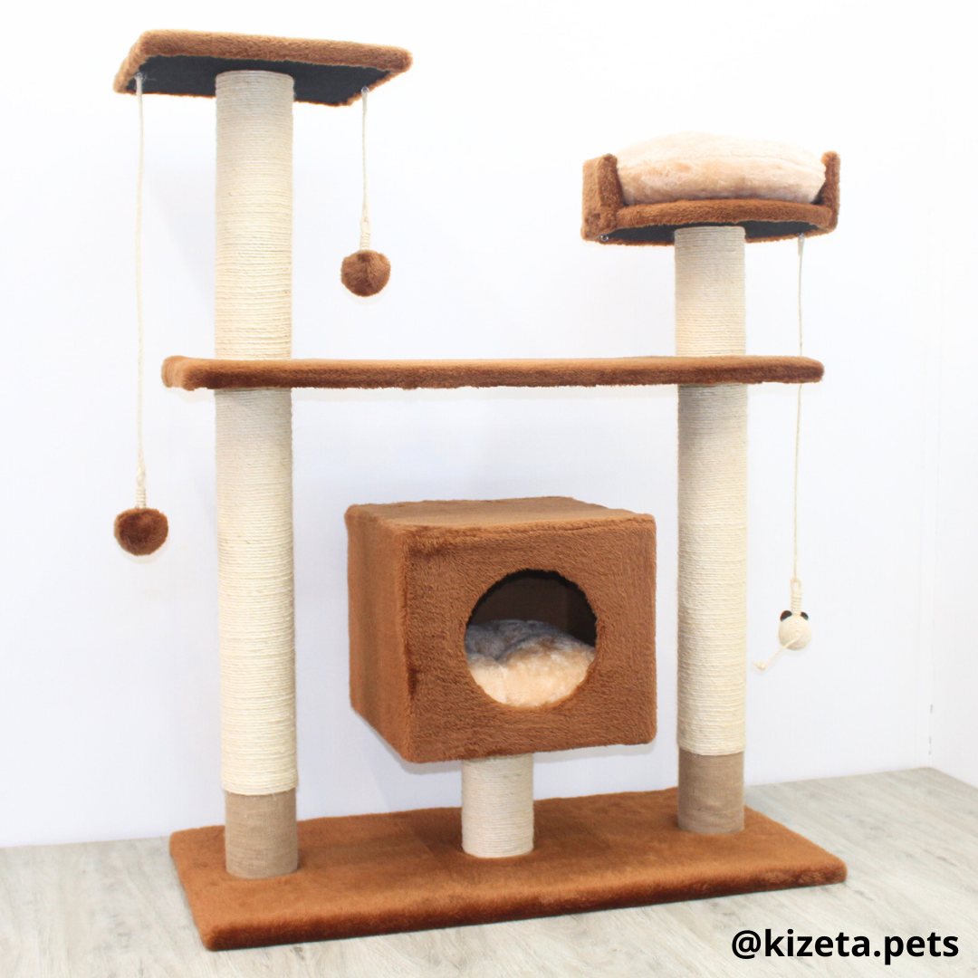 RASCADOR GYM PARA GATO MODELO PRAGA EXTRAGRANDE 2 CAMAS + 5 TORRES (90x45x116CM)