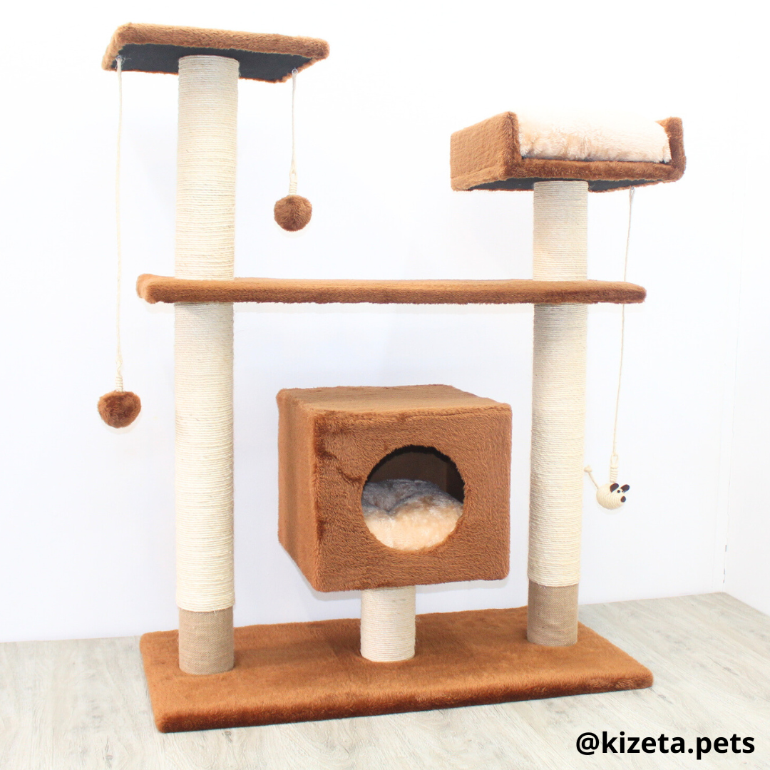 RASCADOR GYM PARA GATO MODELO PRAGA EXTRAGRANDE 2 CAMAS + 5 TORRES (90x45x116CM)
