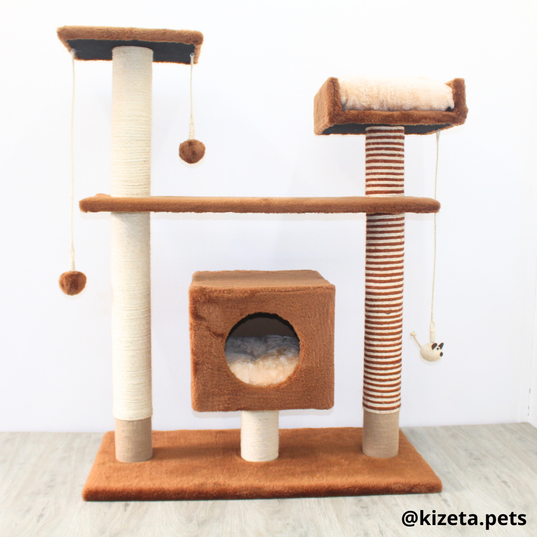 RASCADOR GYM PARA GATO MODELO PRAGA EXTRAGRANDE 2 CAMAS + 5 TORRES (90x45x116CM)