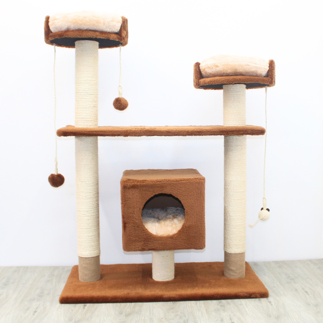 RASCADOR GYM PARA GATO MODELO PARÍS EXTRAGRANDE 3 CAMAS + 5 TORRES (90x45x126CM)