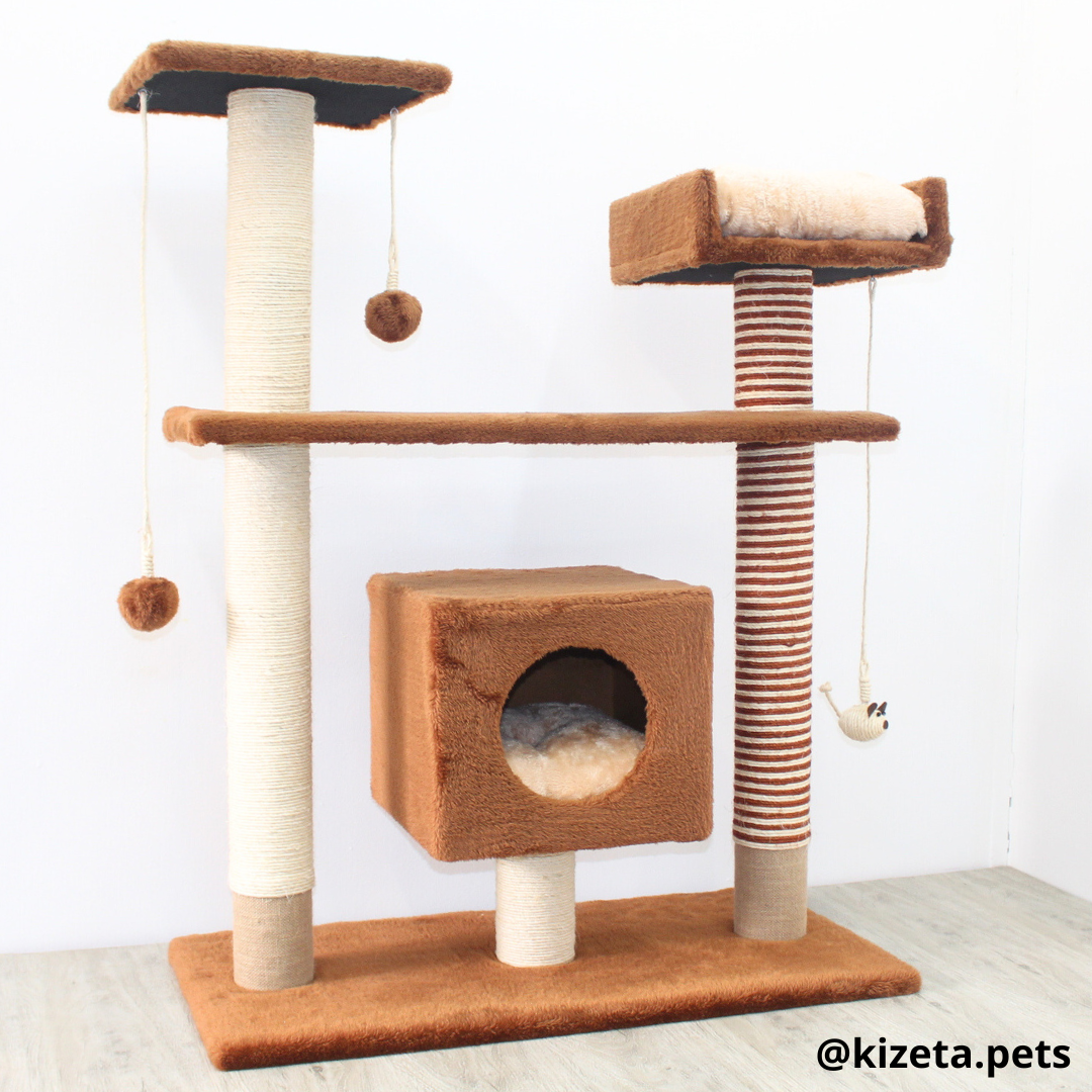 RASCADOR GYM PARA GATO MODELO PRAGA EXTRAGRANDE 2 CAMAS + 5 TORRES (90x45x116CM)