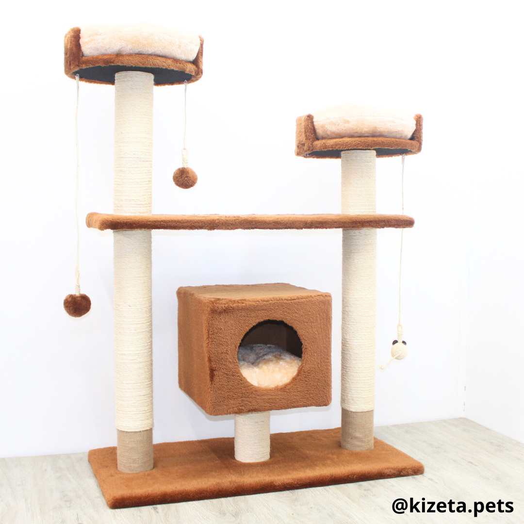 RASCADOR GYM PARA GATO MODELO PARÍS EXTRAGRANDE 3 CAMAS + 5 TORRES (90x45x126CM)
