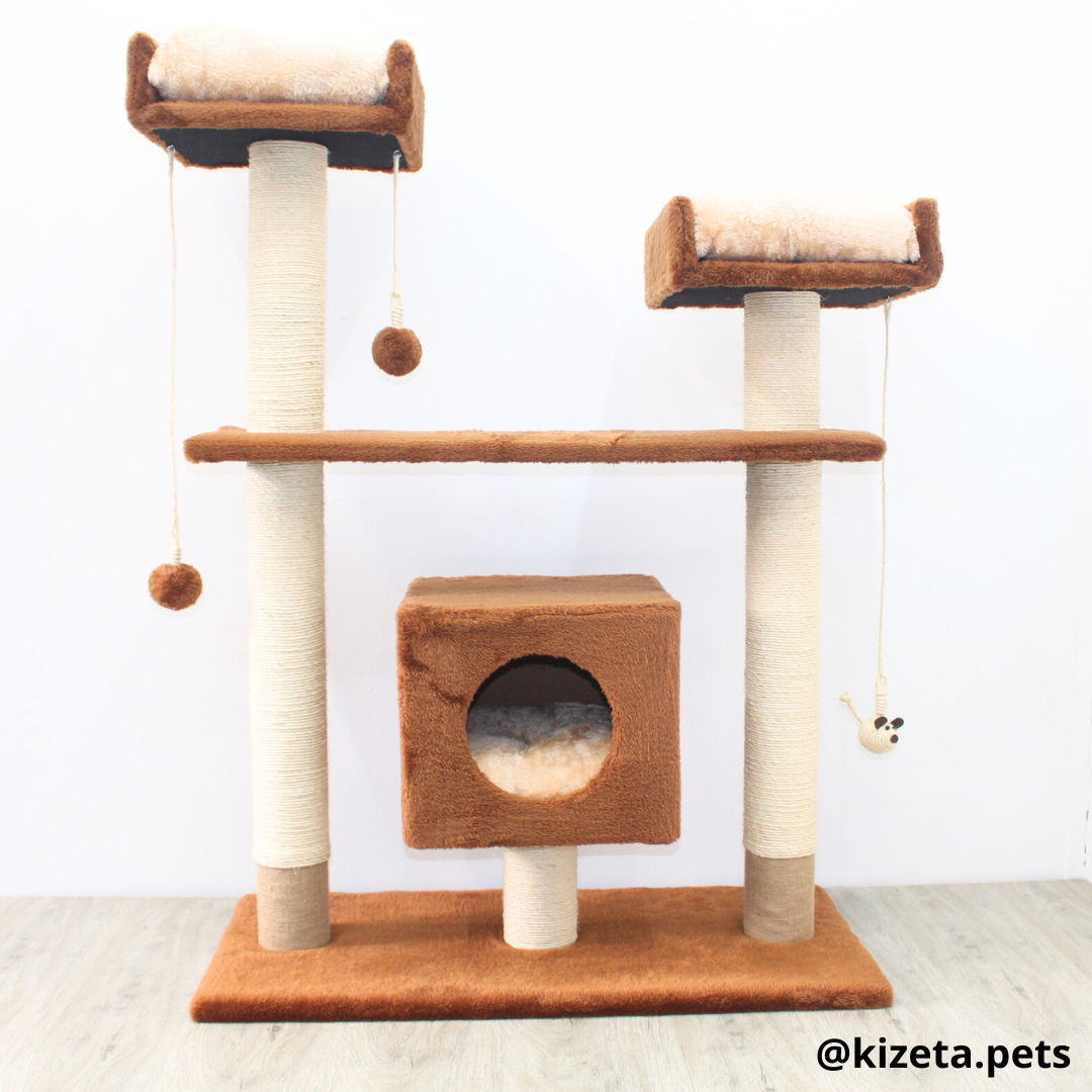 RASCADOR GYM PARA GATO MODELO PARÍS EXTRAGRANDE 3 CAMAS + 5 TORRES (90x45x126CM)