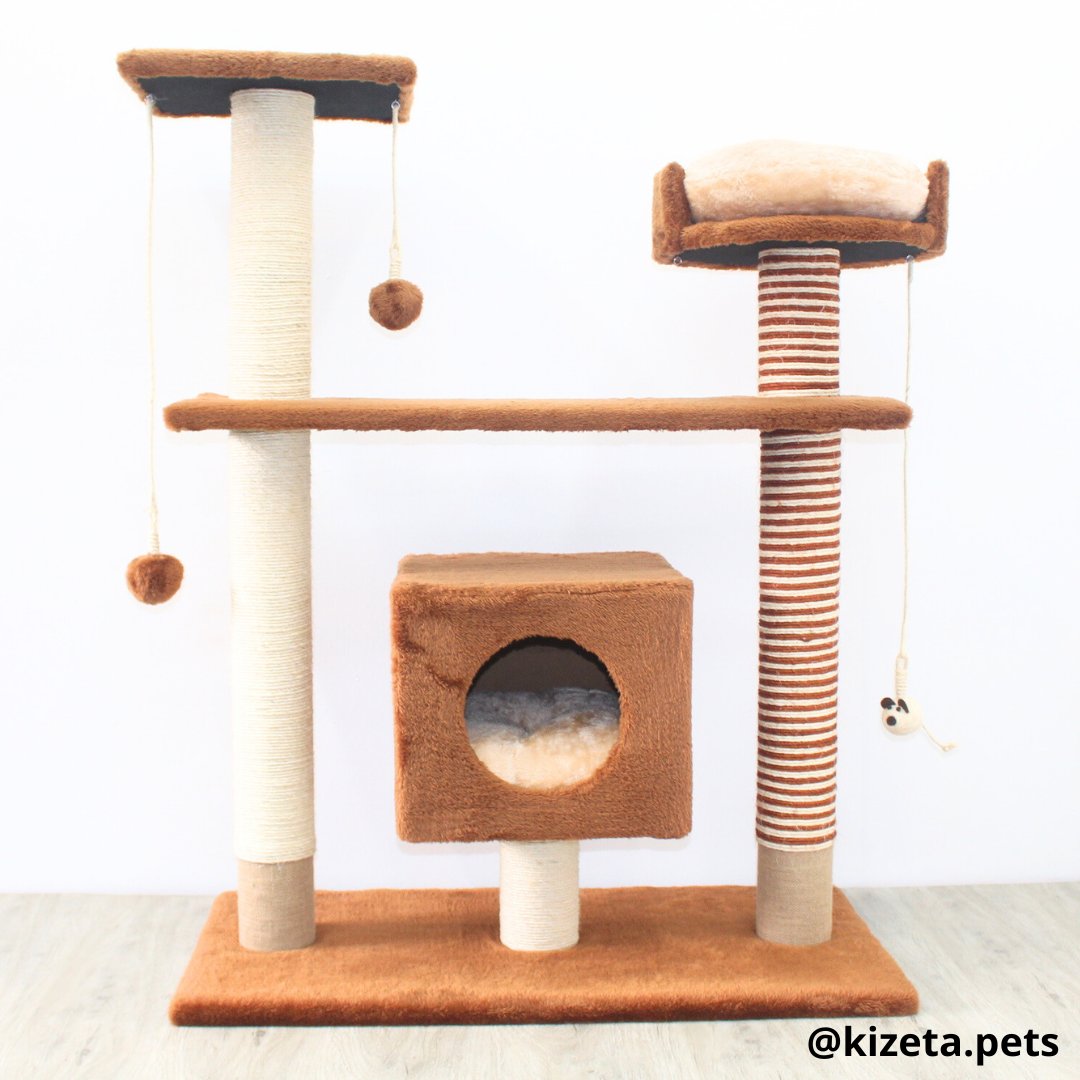 RASCADOR GYM PARA GATO MODELO PRAGA EXTRAGRANDE 2 CAMAS + 5 TORRES (90x45x116CM)