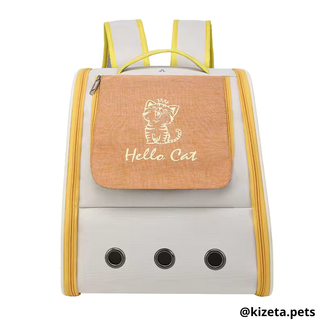 MOCHILA TRANSPORTADORA HELLO CAT PARA MASCOTAS (32x28x38 CM)