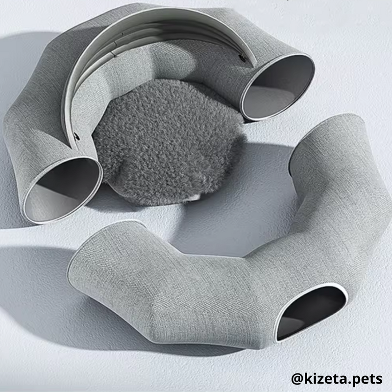 CAMA NIDO CON TÚNEL Y TOLDO COBERTOR PARA GATOS