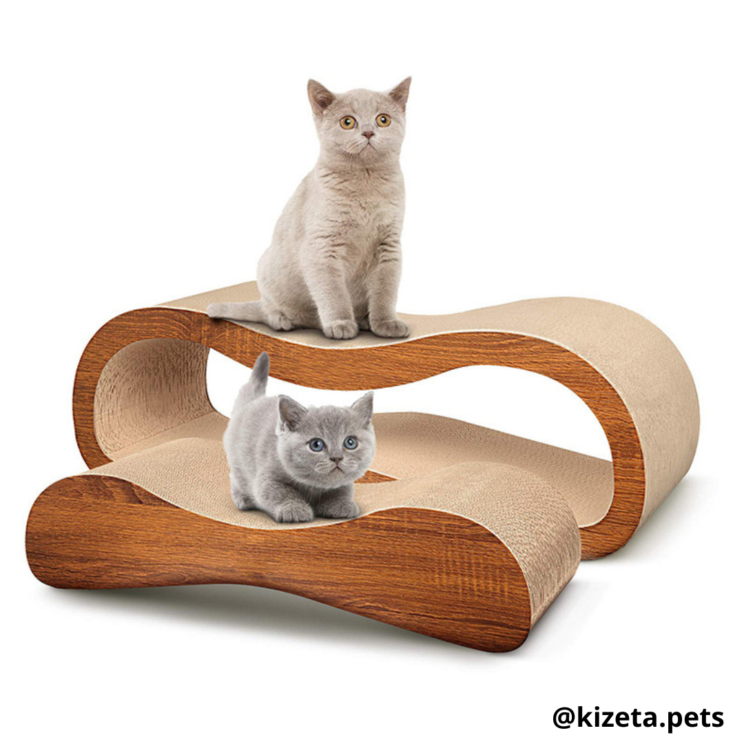 RASCADOR LOUNGE OVALADO PARA GATOS 2 EN 1 DE CARTÓN CORRUGADO (70X24X23CM)