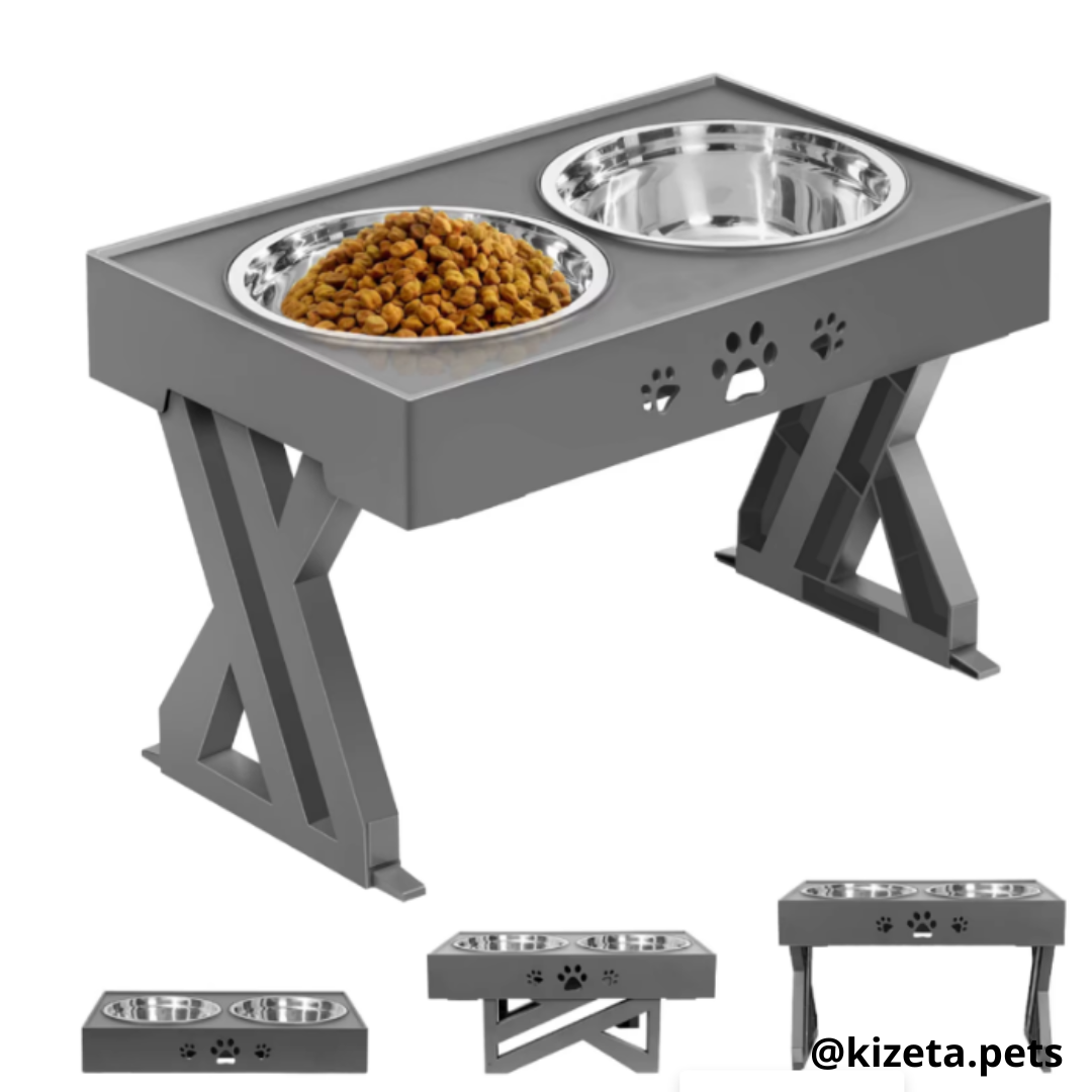 PLATOS ELEVADOS DE ACERO INOXIDABLE CON 3 REGULACIONES PARA MASCOTAS PEQUEÑAS, MEDIANAS Y GRANDES