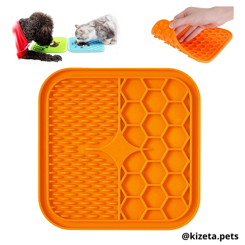 PLATO DE SILICONA M CON DOS TEXTURIZADOS PARA LAMER / LICK MAT / ALMOHADILLA JUGUETE INTERACTIVO MEDIANO PARA MASCOTAS