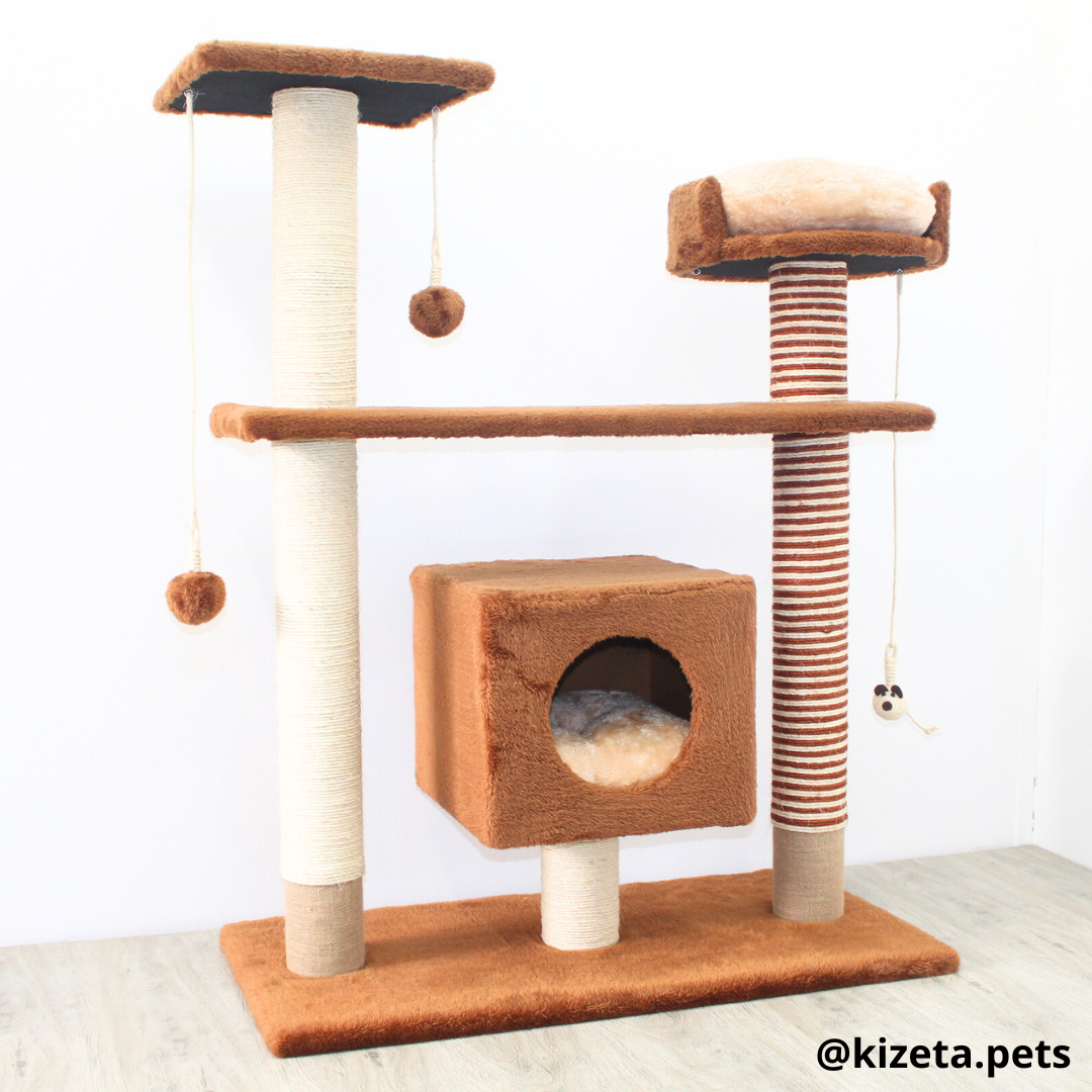 RASCADOR GYM PARA GATO MODELO PRAGA EXTRAGRANDE 2 CAMAS + 5 TORRES (90x45x116CM)