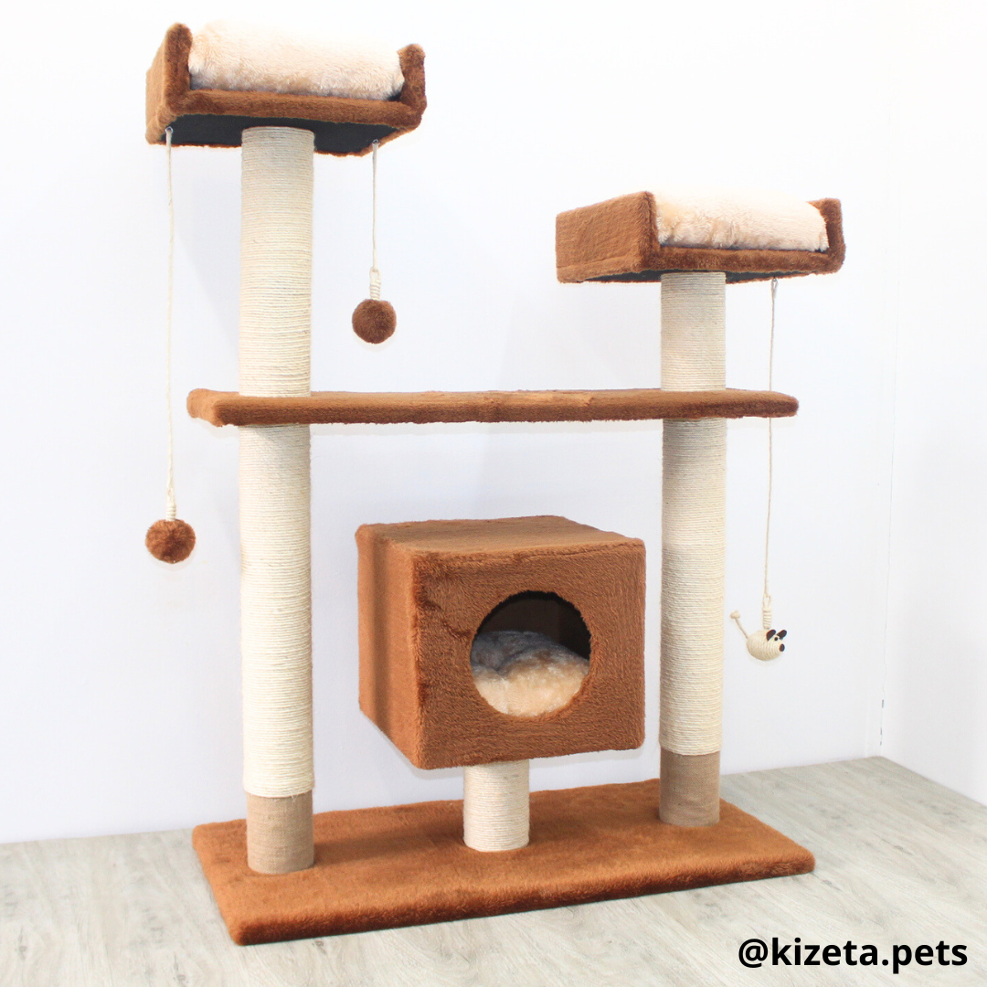 RASCADOR GYM PARA GATO MODELO PARÍS EXTRAGRANDE 3 CAMAS + 5 TORRES (90x45x126CM)