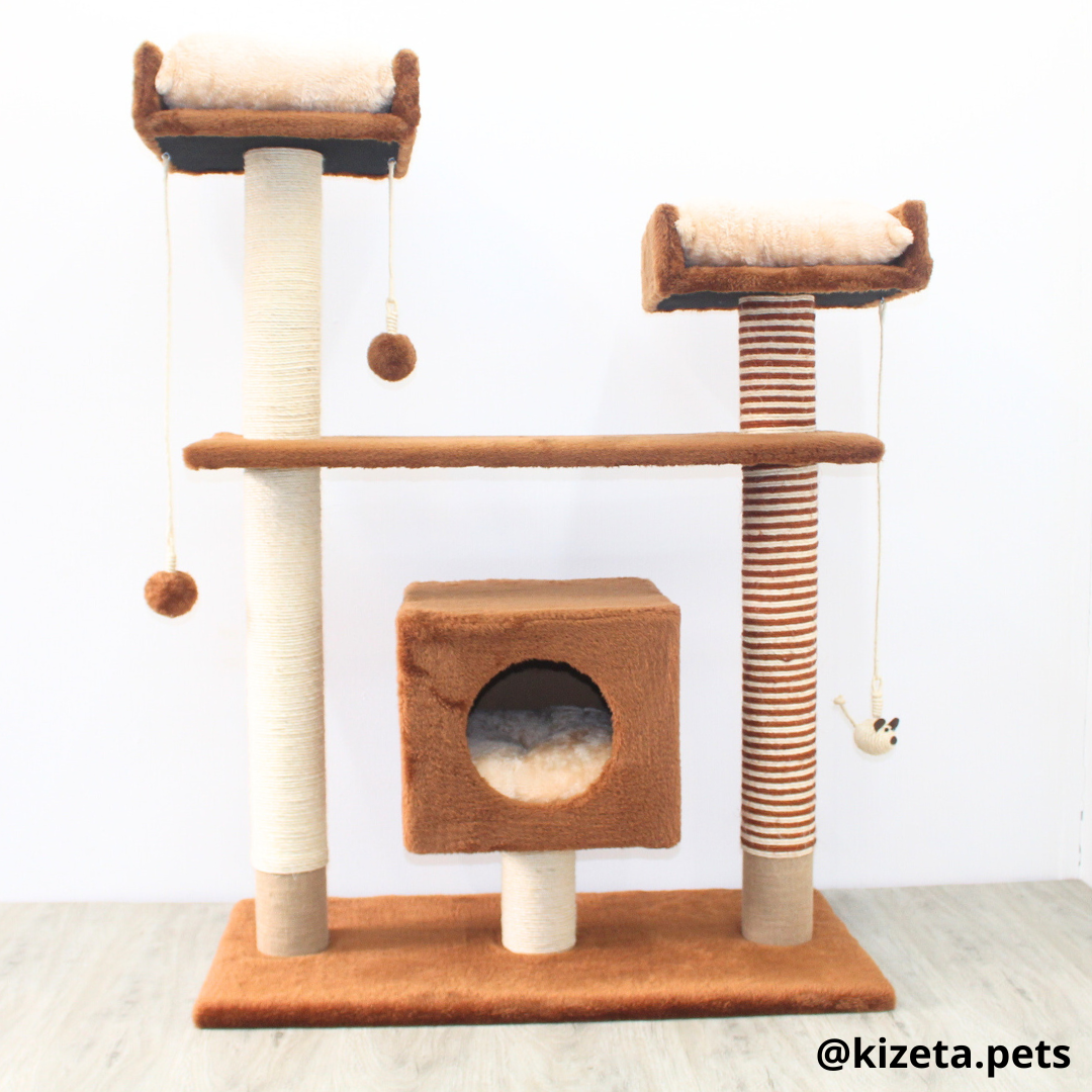 RASCADOR GYM PARA GATO MODELO PARÍS EXTRAGRANDE 3 CAMAS + 5 TORRES (90x45x126CM)