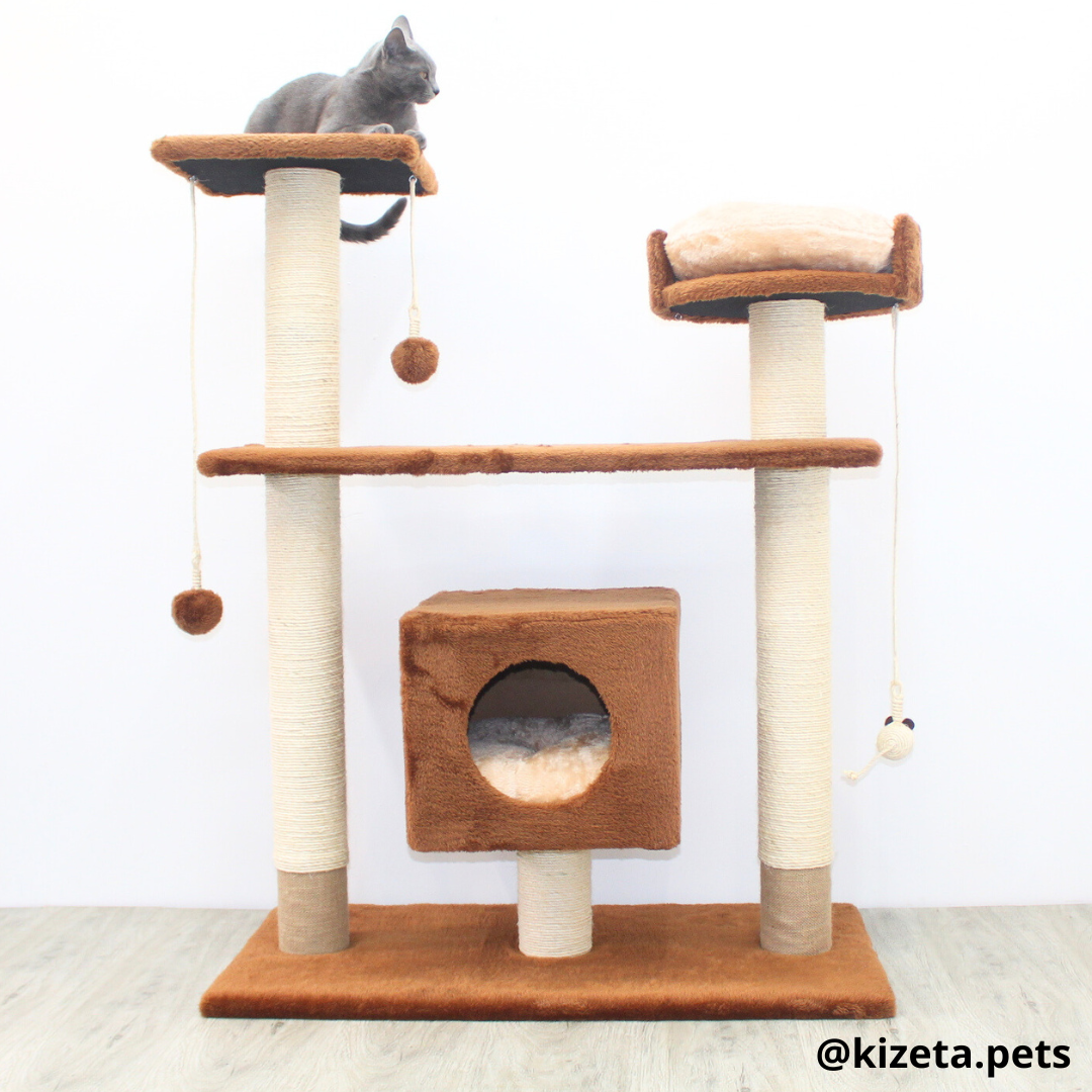 RASCADOR GYM PARA GATO MODELO PRAGA EXTRAGRANDE 2 CAMAS + 5 TORRES (90x45x116CM)