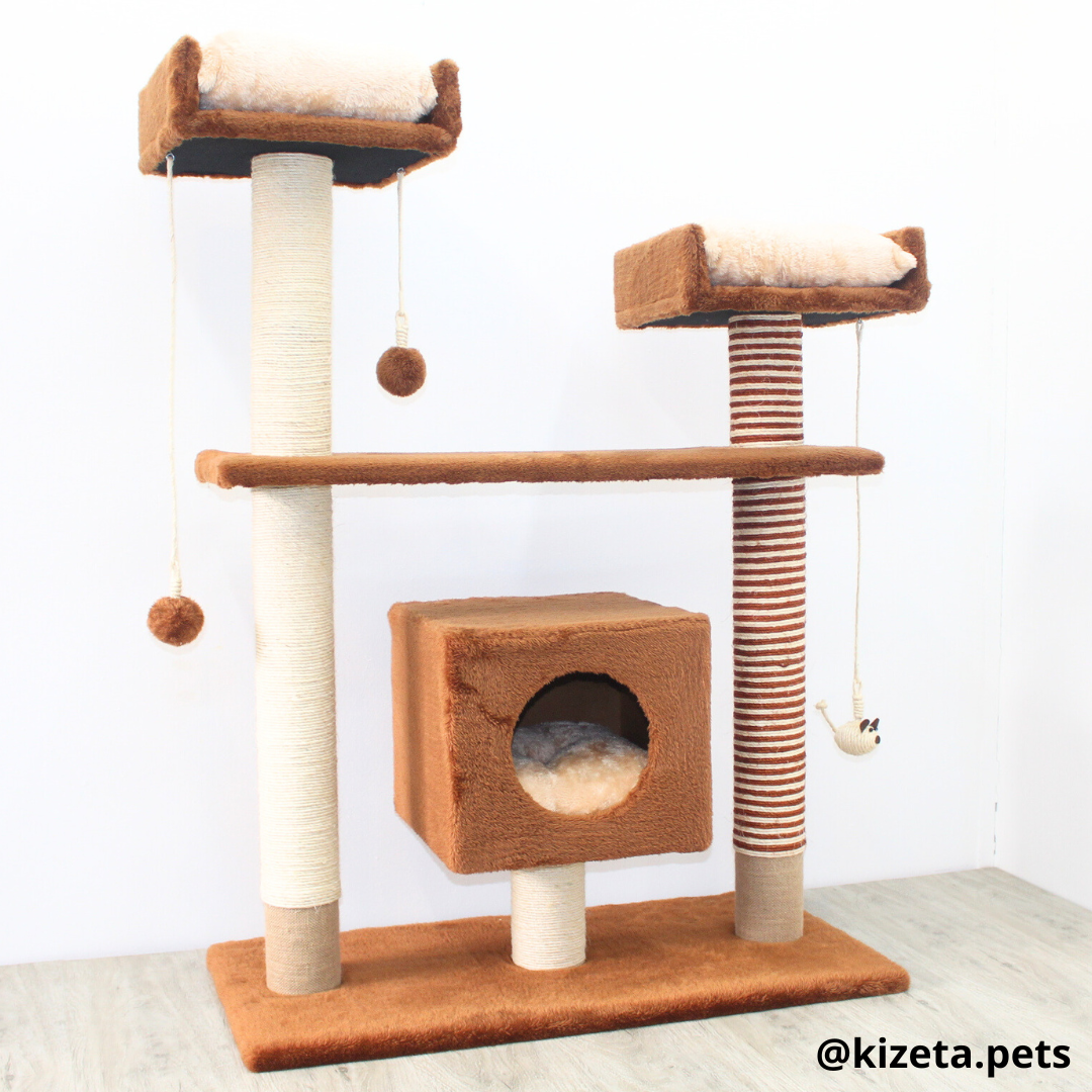 RASCADOR GYM PARA GATO MODELO PARÍS EXTRAGRANDE 3 CAMAS + 5 TORRES (90x45x126CM)