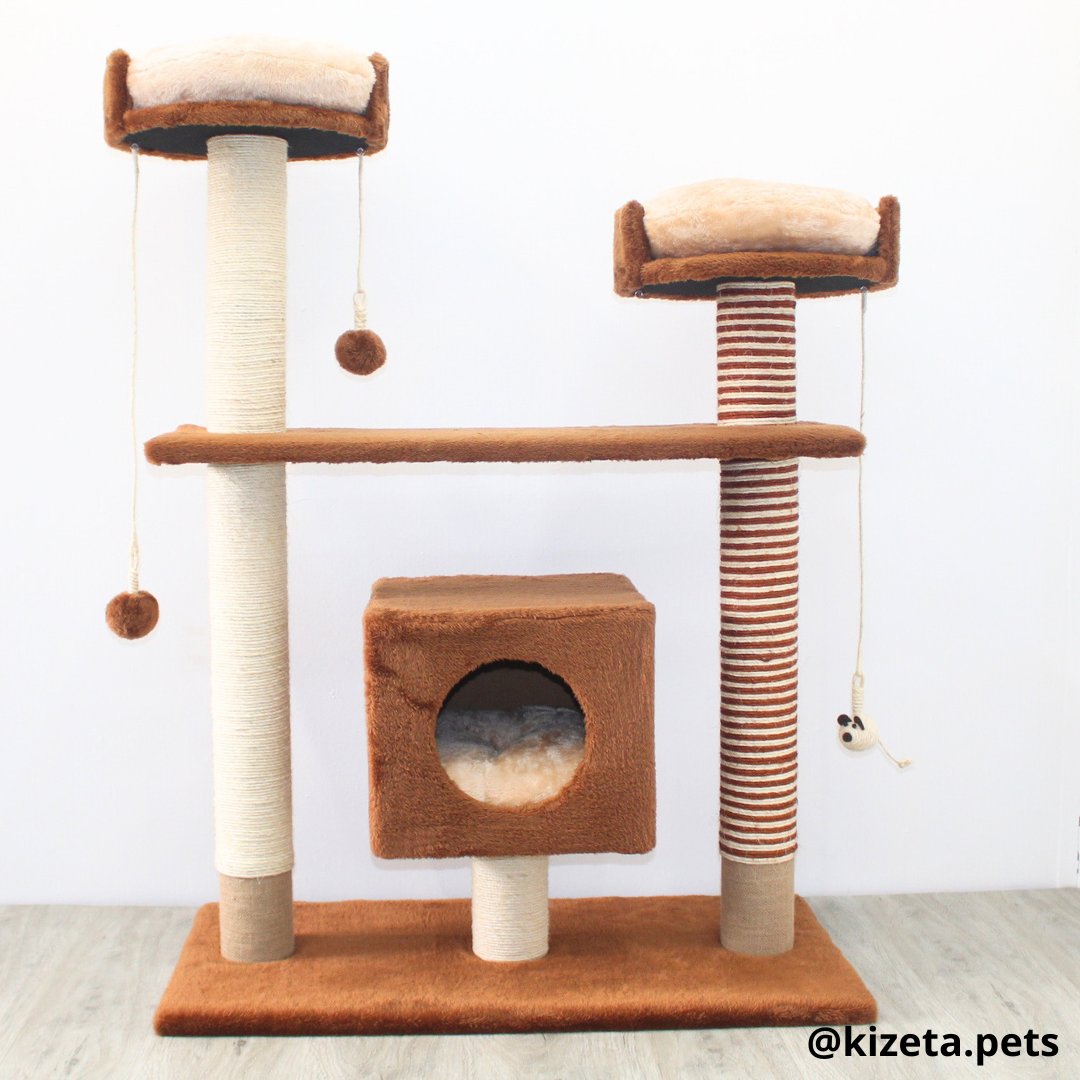 RASCADOR GYM PARA GATO MODELO PARÍS EXTRAGRANDE 3 CAMAS + 5 TORRES (90x45x126CM)
