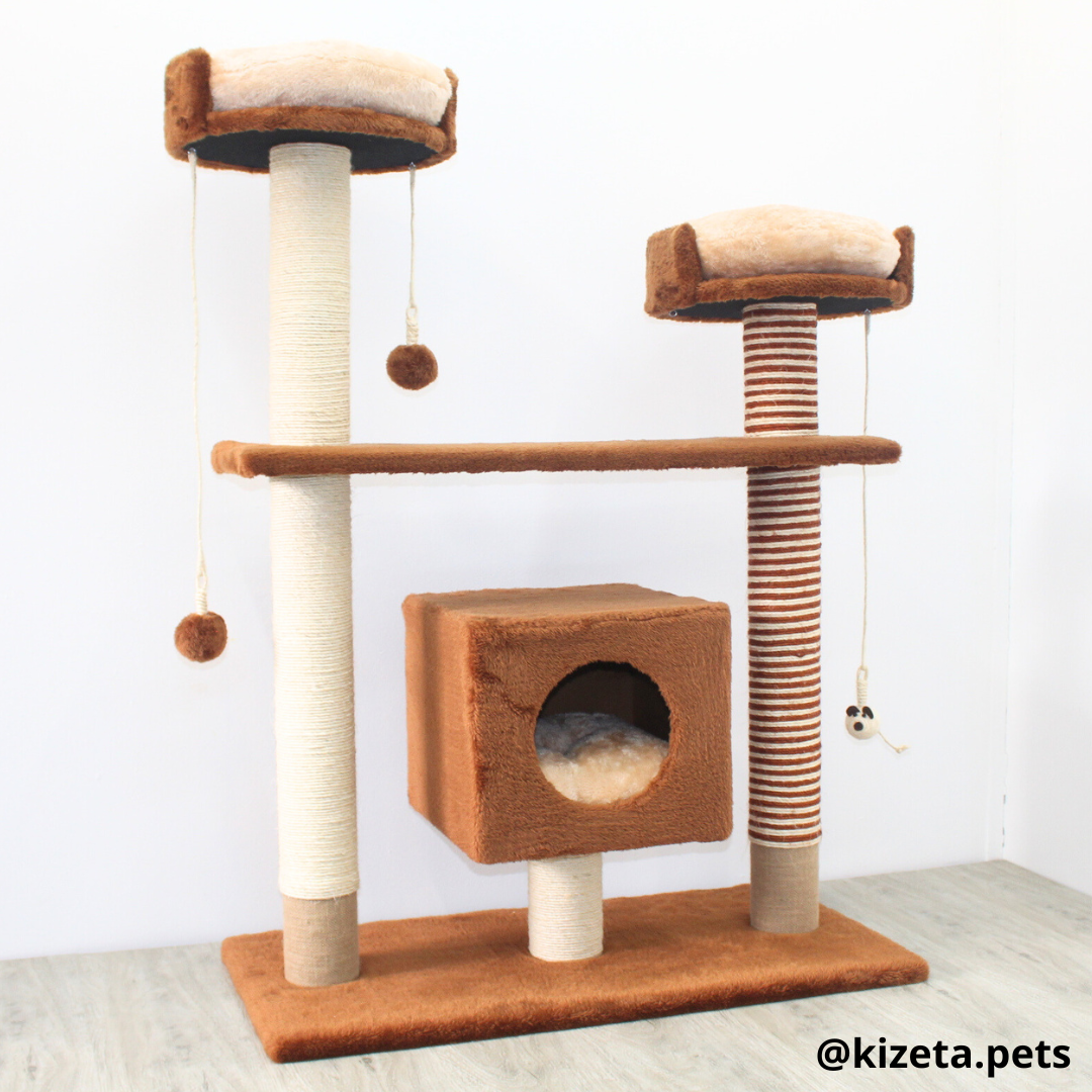 RASCADOR GYM PARA GATO MODELO PARÍS EXTRAGRANDE 3 CAMAS + 5 TORRES (90x45x126CM)