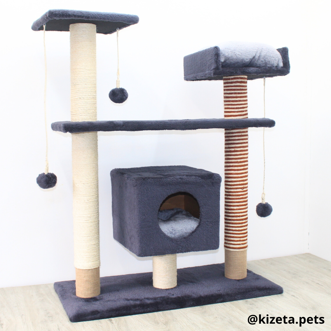 RASCADOR GYM PARA GATO MODELO PRAGA EXTRAGRANDE 2 CAMAS + 5 TORRES (90x45x116CM)