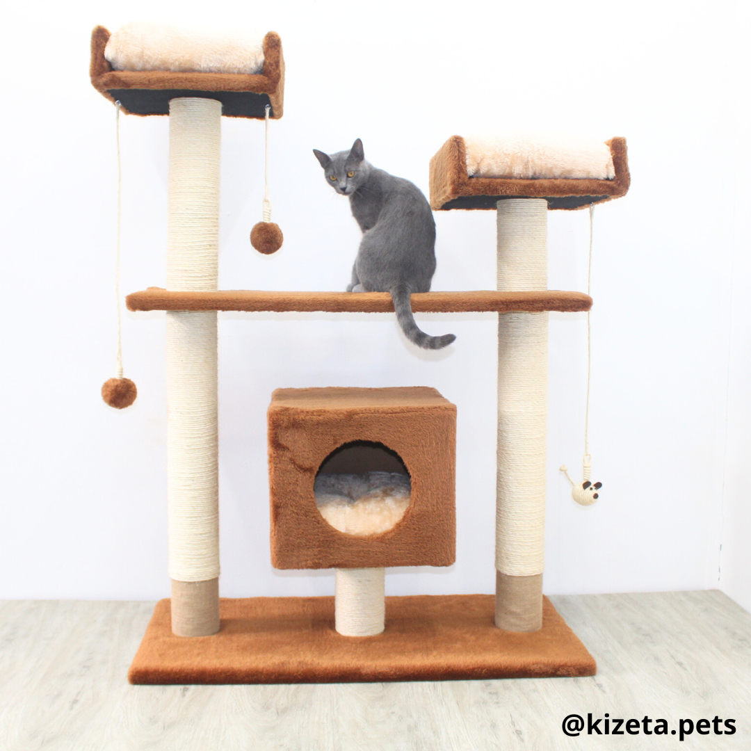 RASCADOR GYM PARA GATO MODELO PARÍS EXTRAGRANDE 3 CAMAS + 5 TORRES (90x45x126CM)