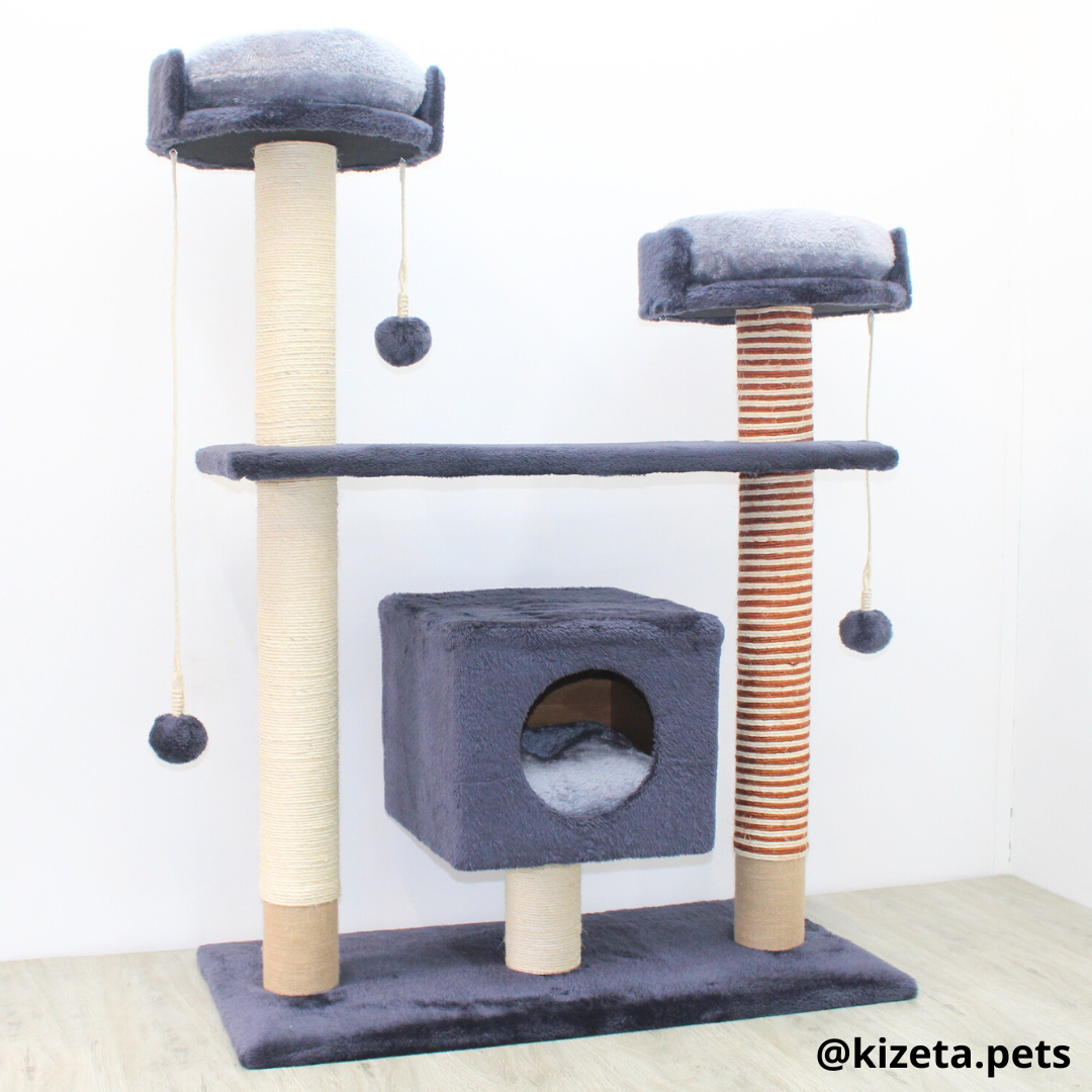 RASCADOR GYM PARA GATO MODELO PARÍS EXTRAGRANDE 3 CAMAS + 5 TORRES (90x45x126CM)