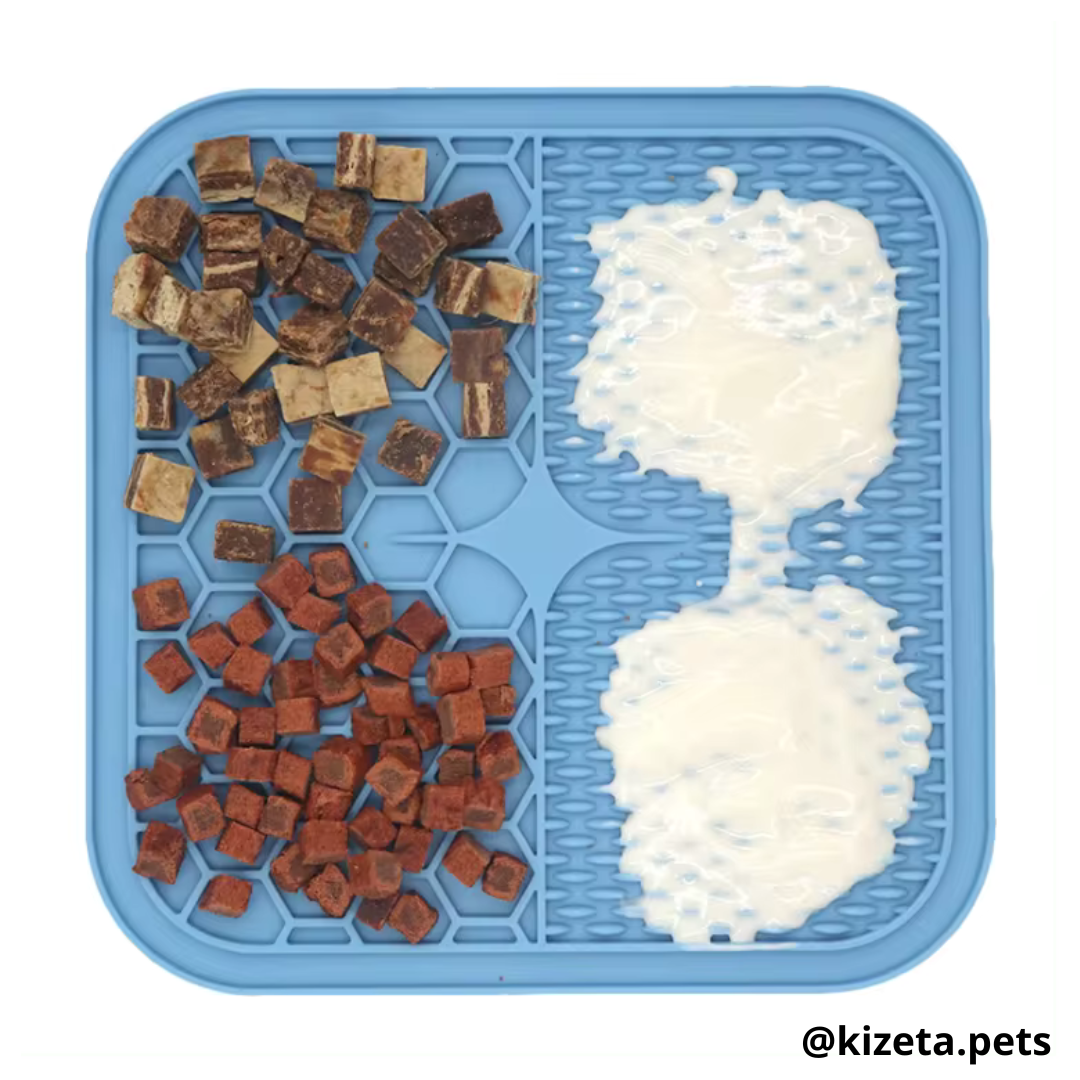 PLATO DE SILICONA M CON DOS TEXTURIZADOS PARA LAMER / LICK MAT / ALMOHADILLA JUGUETE INTERACTIVO MEDIANO PARA MASCOTAS