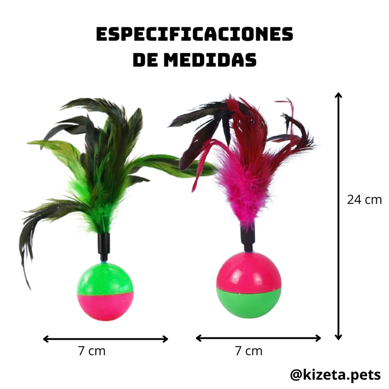 JUGUETE PELOTA + PLUMAS