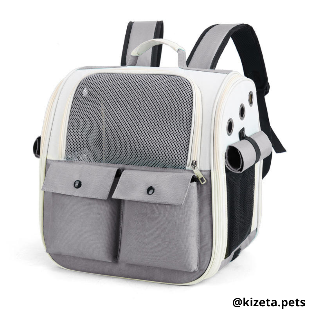 MOCHILA TRANSPORTADORA MISHI-GO PARA MASCOTAS CON VENTANA RECTANGULAR (36x25x38 CM)
