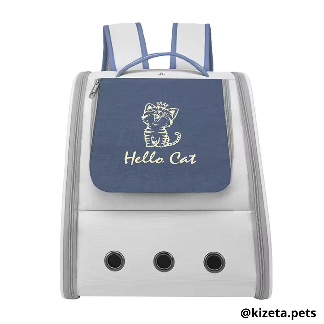 MOCHILA TRANSPORTADORA HELLO CAT PARA MASCOTAS (32x28x38 CM)