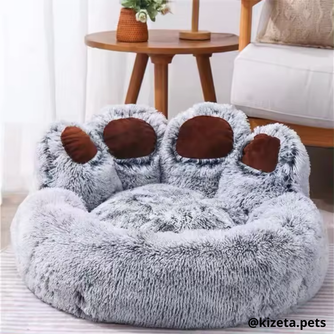 CAMA ANTIANSIEDAD/RELAJANTE EN FORMA DE PATA DE OSO PARA GATOS