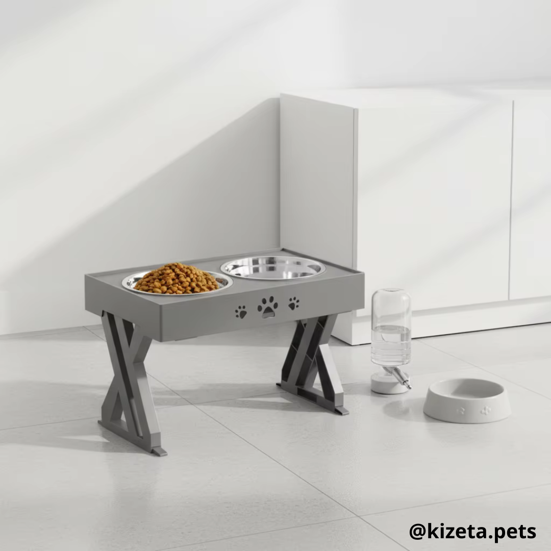 PLATOS ELEVADOS DE ACERO INOXIDABLE CON 3 REGULACIONES PARA MASCOTAS PEQUEÑAS, MEDIANAS Y GRANDES