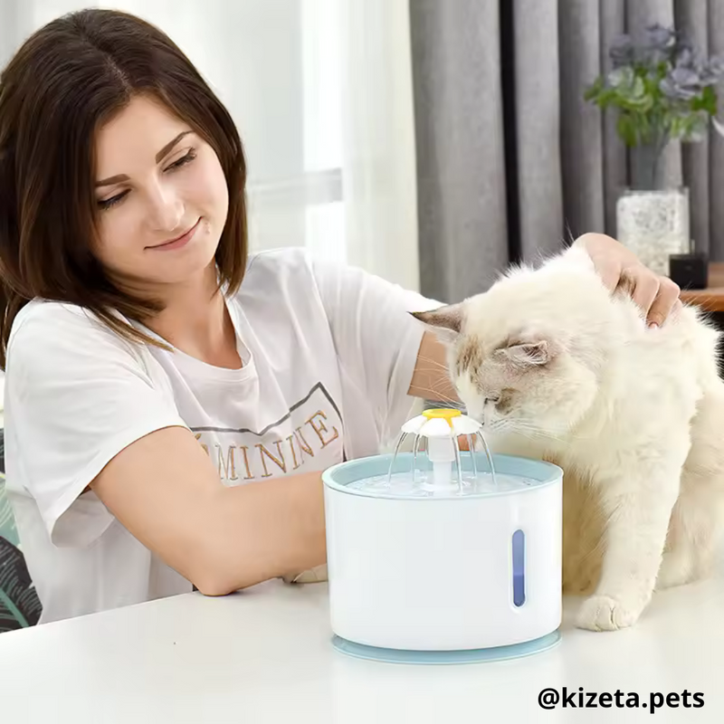 FUENTE DE AGUA DE 2,4L CON CUENCO DE ACERO INOXIDABLE PARA GATOS Y PERROS