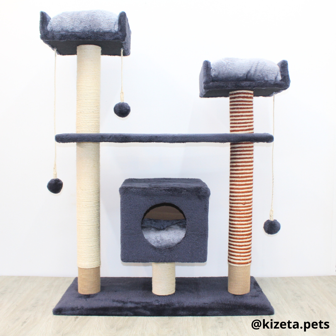 RASCADOR GYM PARA GATO MODELO PARÍS EXTRAGRANDE 3 CAMAS + 5 TORRES (90x45x126CM)