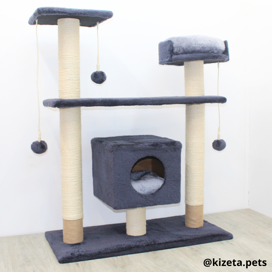 RASCADOR GYM PARA GATO MODELO PRAGA EXTRAGRANDE 2 CAMAS + 5 TORRES (90x45x116CM)