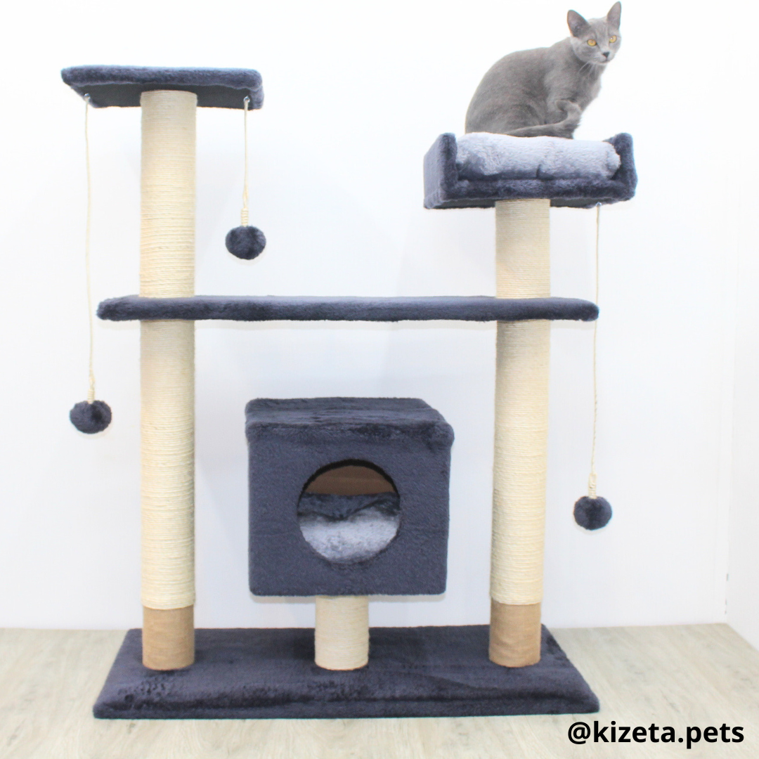 RASCADOR GYM PARA GATO MODELO PRAGA EXTRAGRANDE 2 CAMAS + 5 TORRES (90x45x116CM)