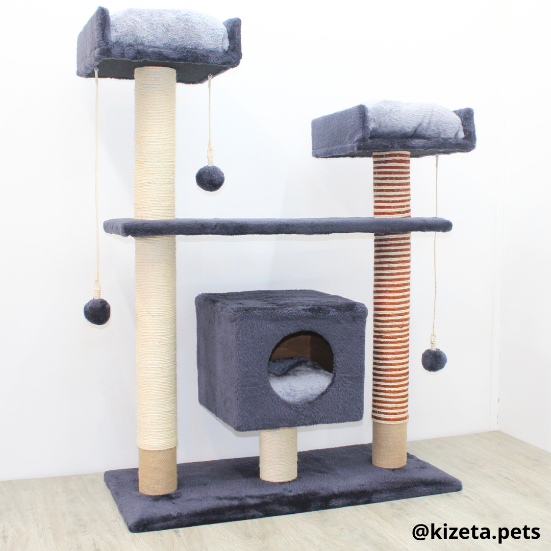 RASCADOR GYM PARA GATO MODELO PARÍS EXTRAGRANDE 3 CAMAS + 5 TORRES (90x45x126CM)