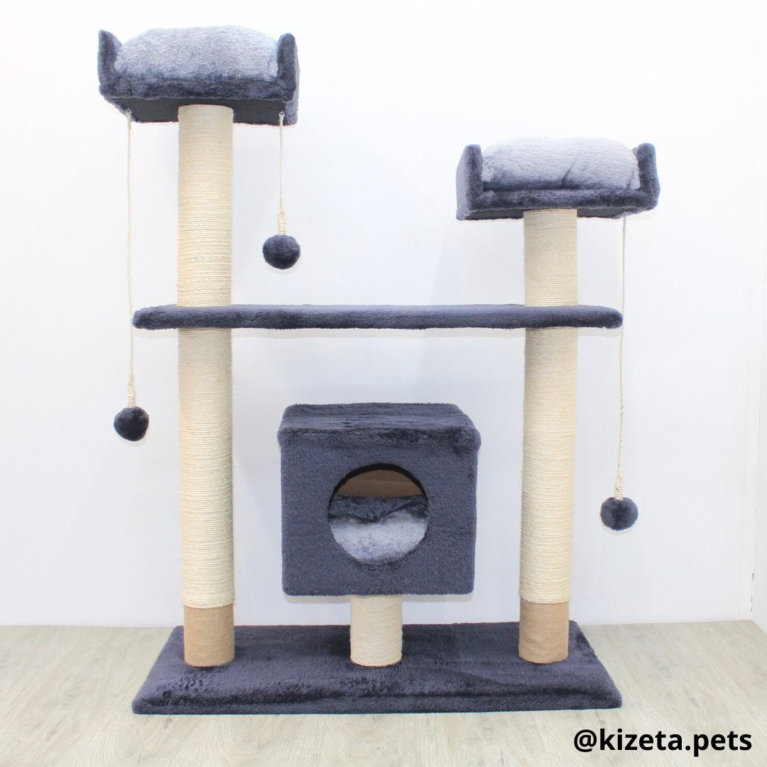 RASCADOR GYM PARA GATO MODELO PARÍS EXTRAGRANDE 3 CAMAS + 5 TORRES (90x45x126CM)
