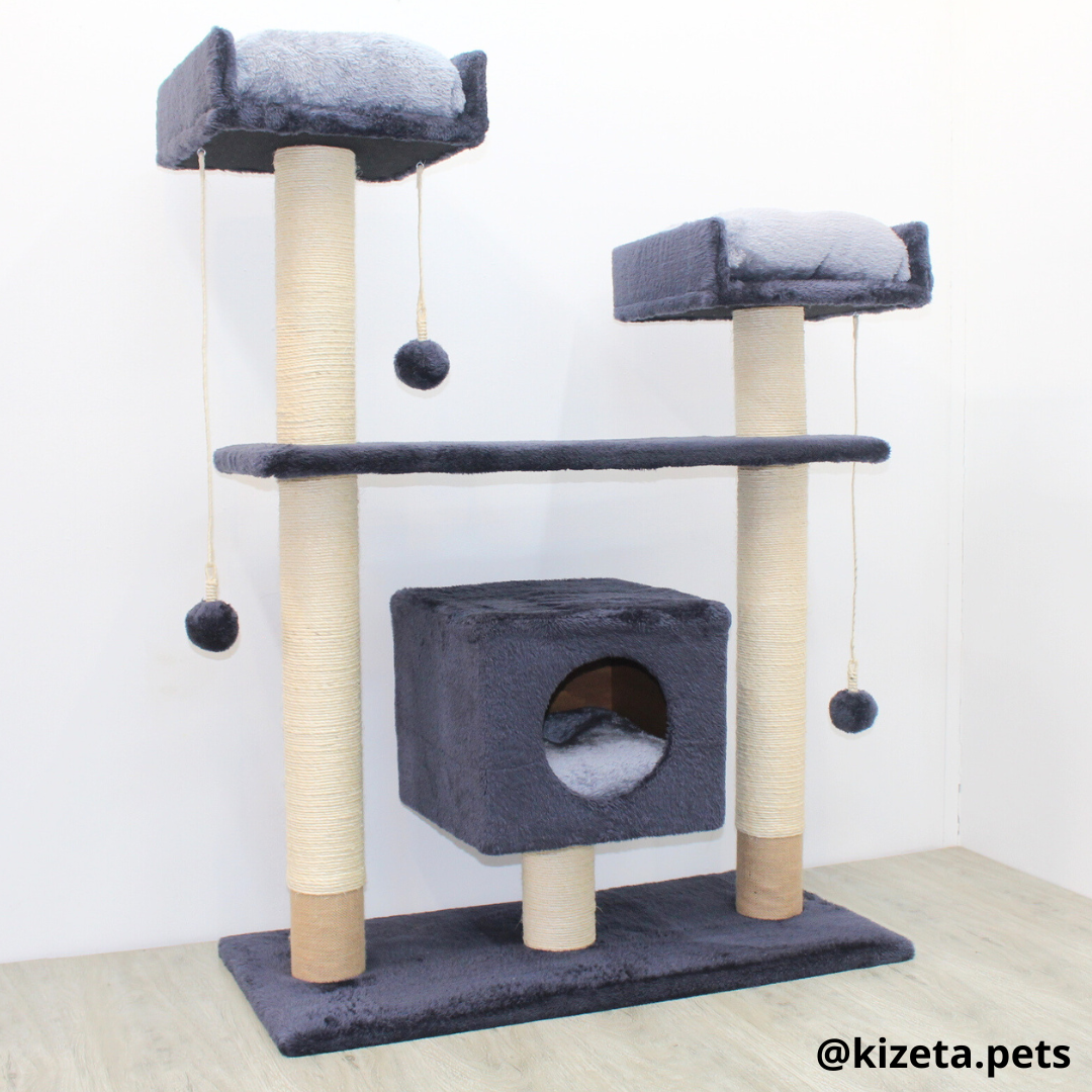 RASCADOR GYM PARA GATO MODELO PARÍS EXTRAGRANDE 3 CAMAS + 5 TORRES (90x45x126CM)