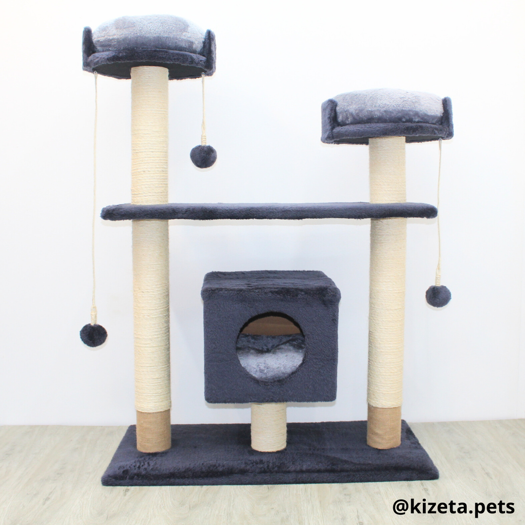 RASCADOR GYM PARA GATO MODELO PARÍS EXTRAGRANDE 3 CAMAS + 5 TORRES (90x45x126CM)